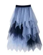 Summer Tutu Women Skirt Harajuku Casual Tulle Bottom Jupe Femme Faldas Fashion High Waist Midi Mesh Skirts Woman Clothing Saia