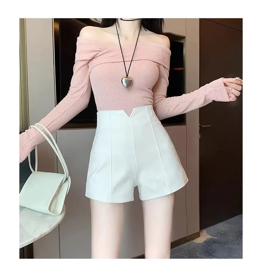 Woolen shorts women's high waisted hot pants as a base versatile boots for autumn and winter 2025 new casual pants black pants f