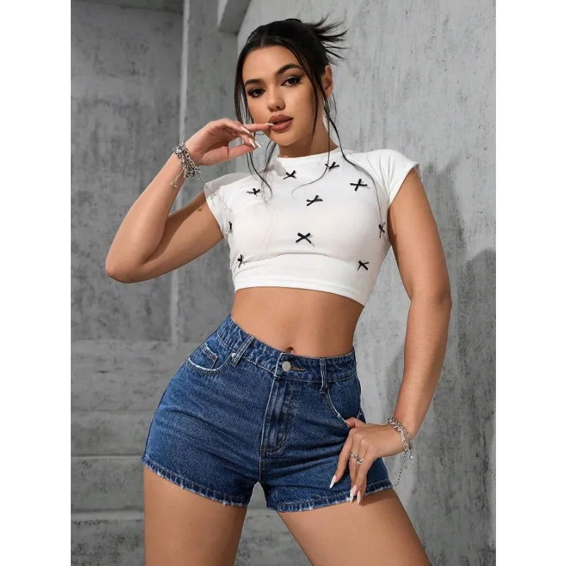 Y2k Shorts Denim Shorts Women Ripped Light Wash High Waisted Vintage Street Style Elastic Comfortable Fit