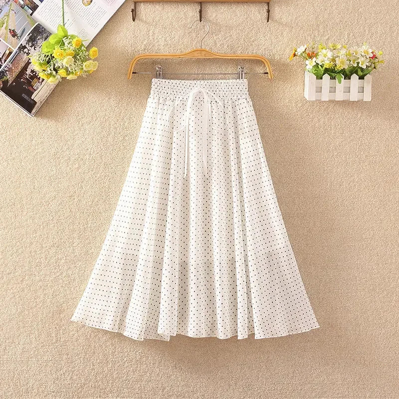 Women's Floral Skirt High Waist Long 2024 Printed Chiffon Skirt Summer Woman Skirts Mujer Faldas Saias Mulher