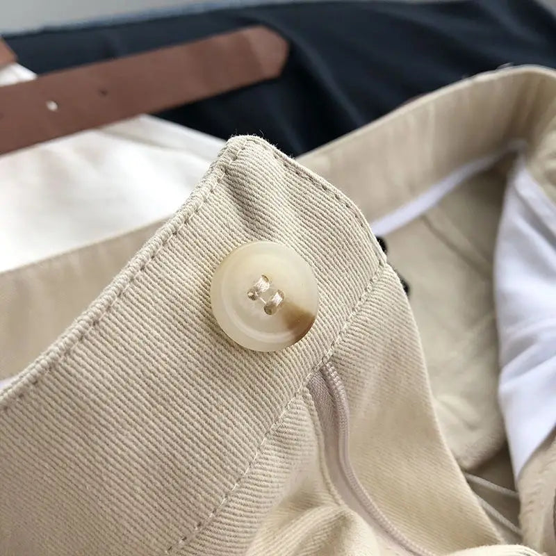 Summer Elegant Fashion Harajuku Slim Fit Female Clothes Loose Casual All Match Sports Shorts Solid High Waist Wide Leg Pants