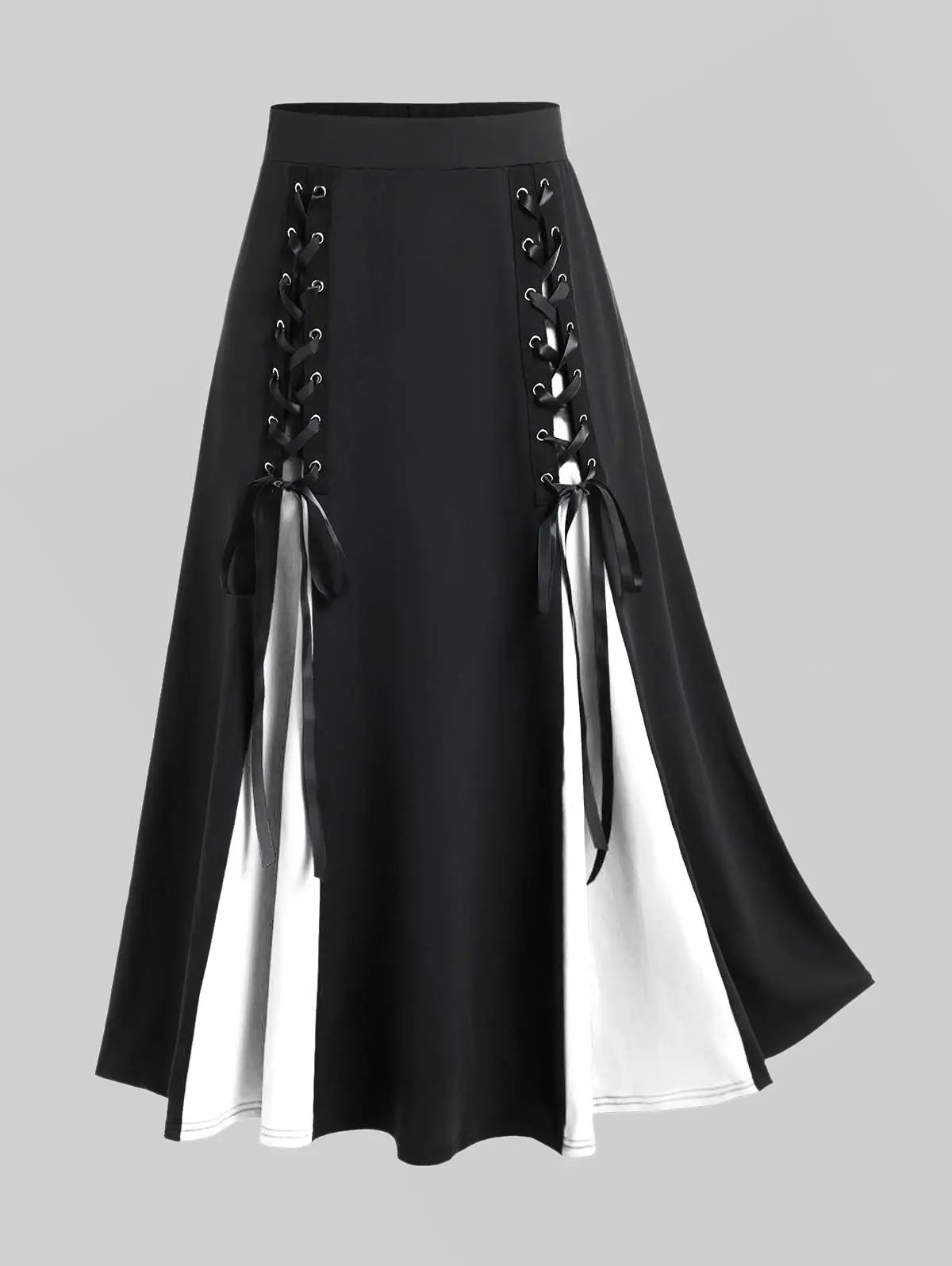 ROSEGAL Plus Size Women's Skirts Deep Red Lace Chiffon Layered Skirt Or Halloween Vampire Costume Gothic Lace Up Two Tone Skirt