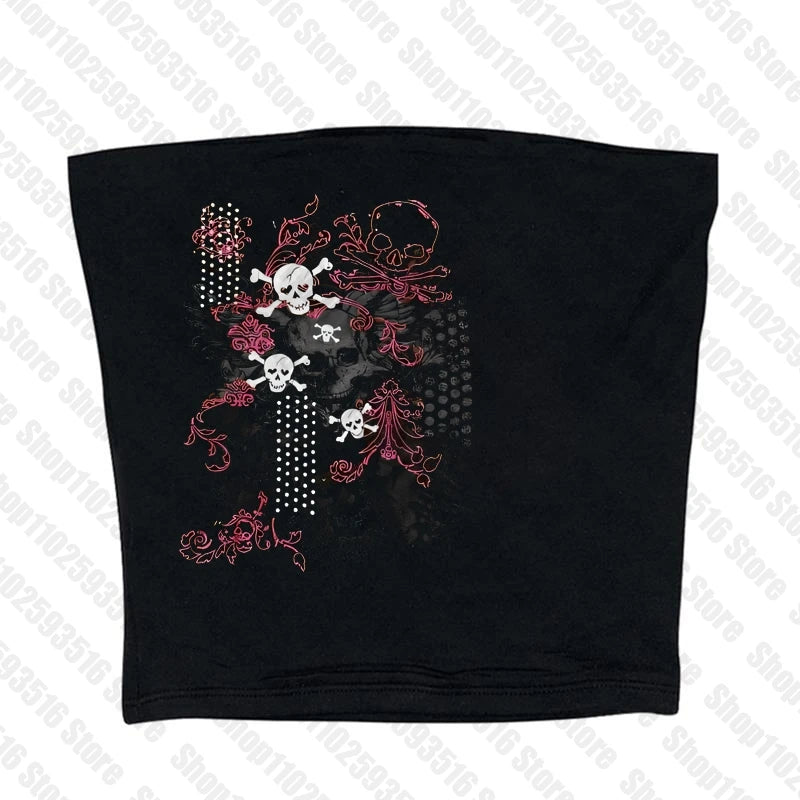 Aesthetic Clothing T-shirt Baby Tees Y2k Tops Crop Top Women Gothic Grunge Clothes Y2k Kitty 90s Clothes Vintage Kpop Goth Emo